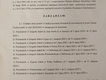 DYŻURY WAKACYJNE PRZEDSZKOLI W GMINIE TRZEBOWNISKO