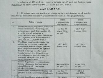 TERMINY REKRUTACJI 2026/2027